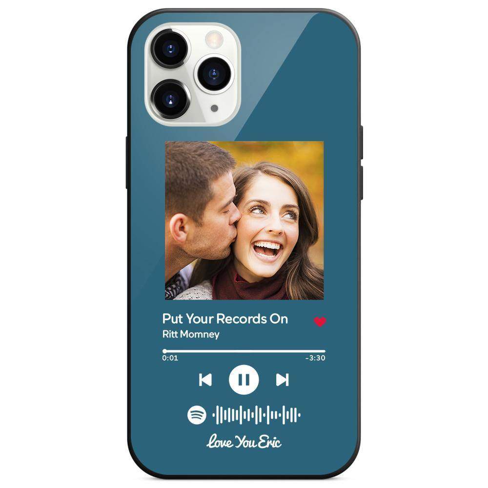 Benutzerdefinierte Spotify Code Musik iPhone Hülle Mit Text - Blau - meinefotohandyhuelle