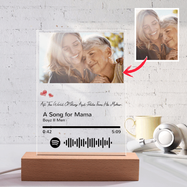 Benutzerdefinierte Spotify Glass Night Light Scanable Code Music Plaque Geschenke für Mama