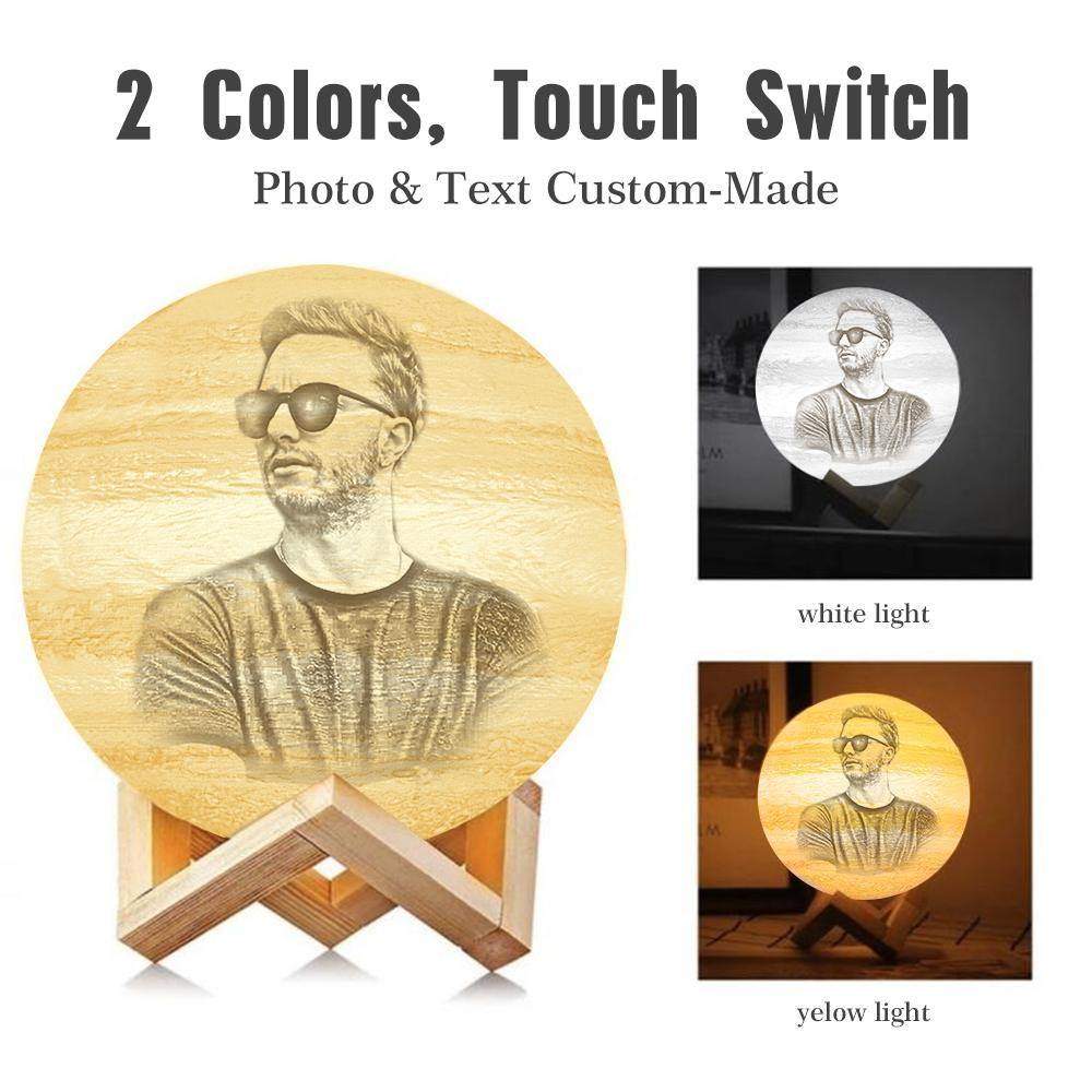 Personalisierte 3D Druck Foto&Gravierte Jupiter Lampe - Für Liebhaber - 2 Farben Berühren(10cm-20cm) - meinefotohandyhuelle