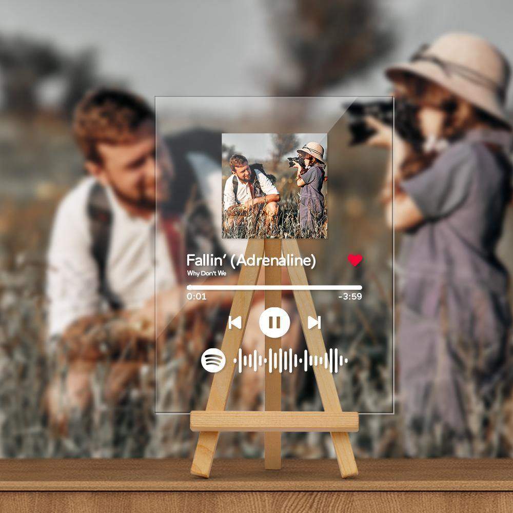 Spotify Glass - Benutzerdefinierte Spotify Code-Musiktafel mit Holzständer - meinefotohandyhuelle