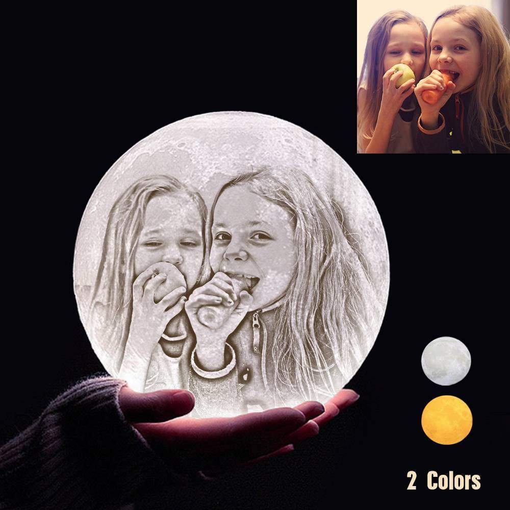 Personalisierte 3D Druck Foto&Gravierte Mondlampe - Für Babay - 2 Farben Berühren(10cm-20cm) - meinefotohandyhuelle