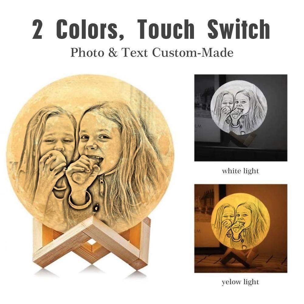 Personalisierte 3D Druck Foto&Gravierte Mondlampe - Für Babay - 2 Farben Berühren(10cm-20cm) - meinefotohandyhuelle
