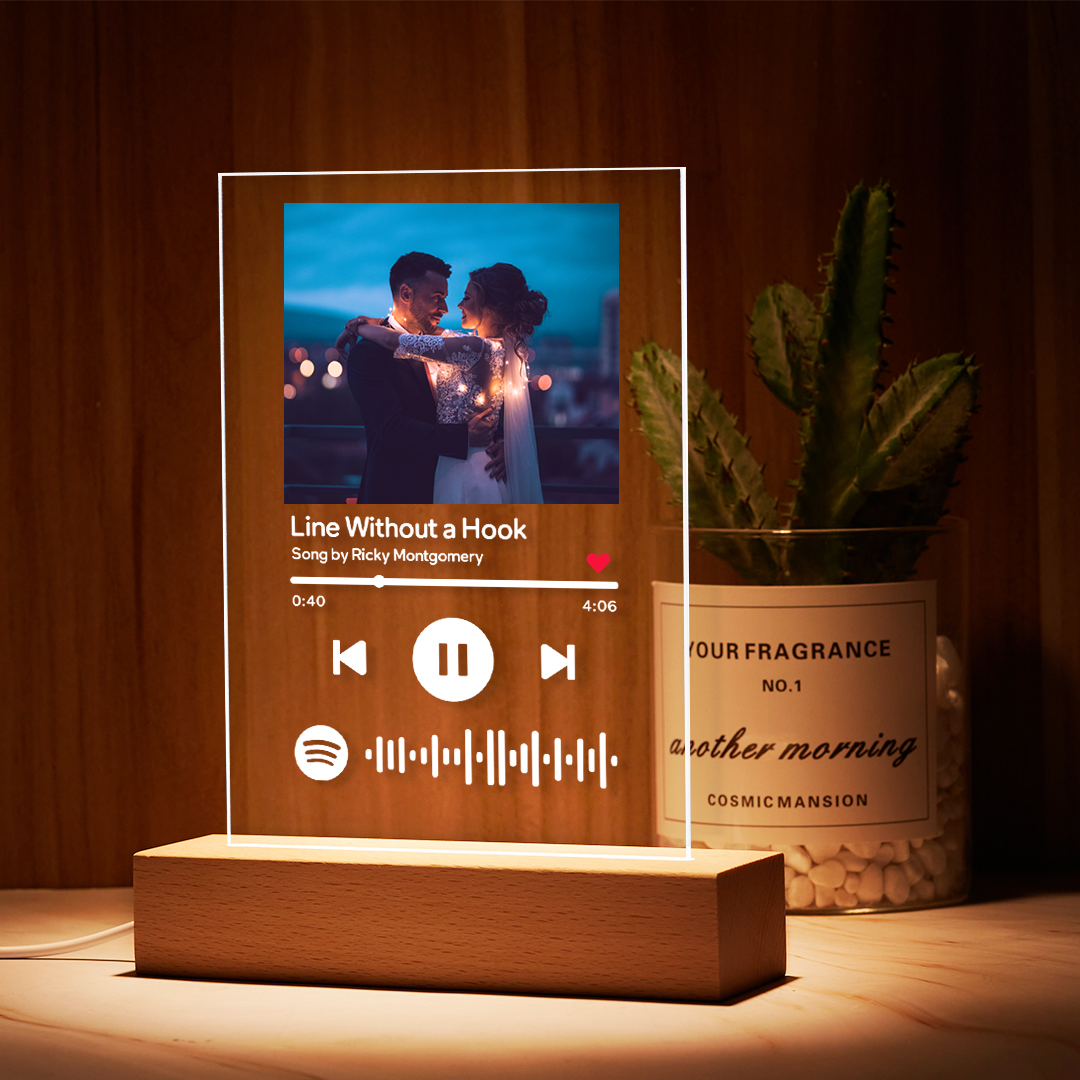 Spotify Glass Art Personalized Spotify Code Glass Keychain Plaque& Night Light Spotify Picture Frame