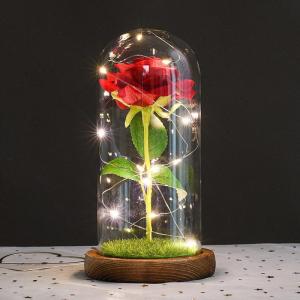 Romantische Geschenke Simulation Eternal Rose Flower Glass Cover LED Micro Landscape Geschenke für sie丨Weihnachten, Neujahr und Valentinstag