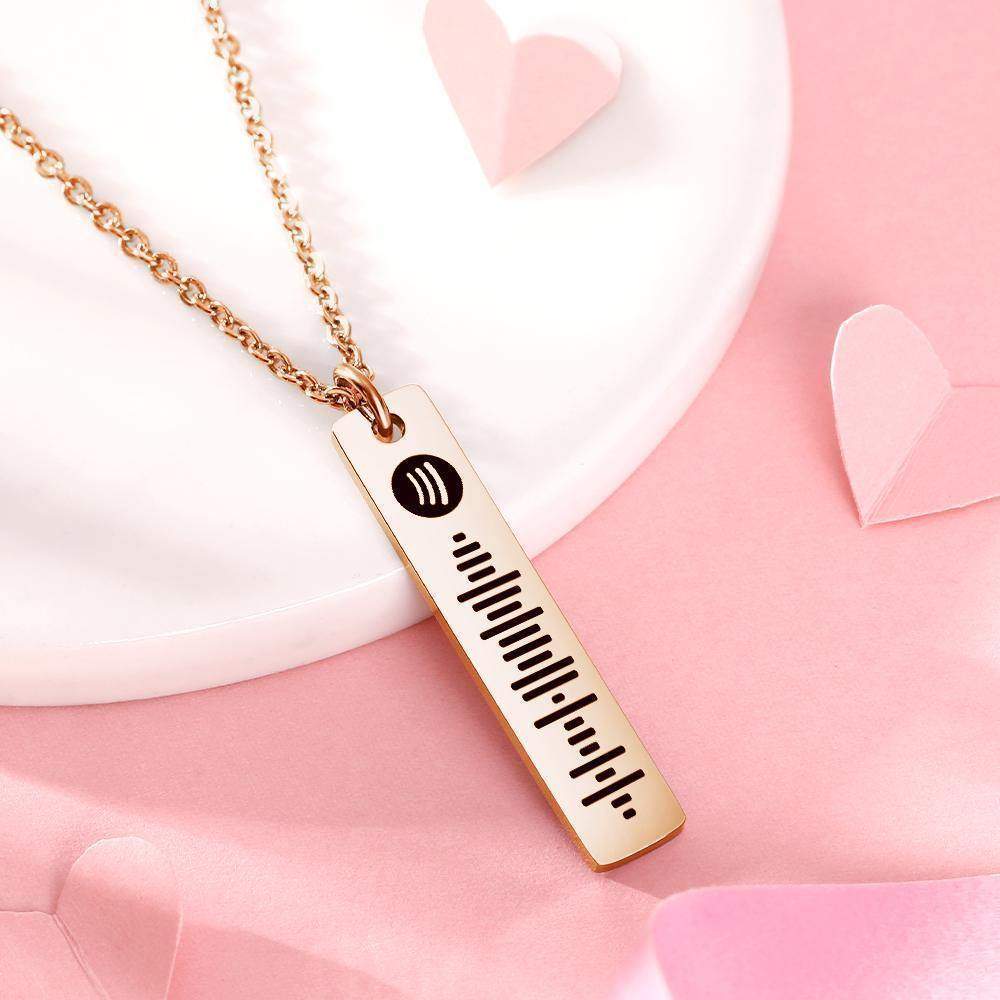 Personalisierte Bar Halskette Spotify Code Halskette Benutzerdefinierte Musik Spotify Scan Code Edelstahl Halskette Roségold - meinefotohandyhuelle