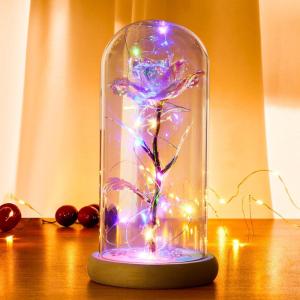 Galaxie Rose In Glaskuppel mit LED-Leuchten Stimmungsbeleuchtung
