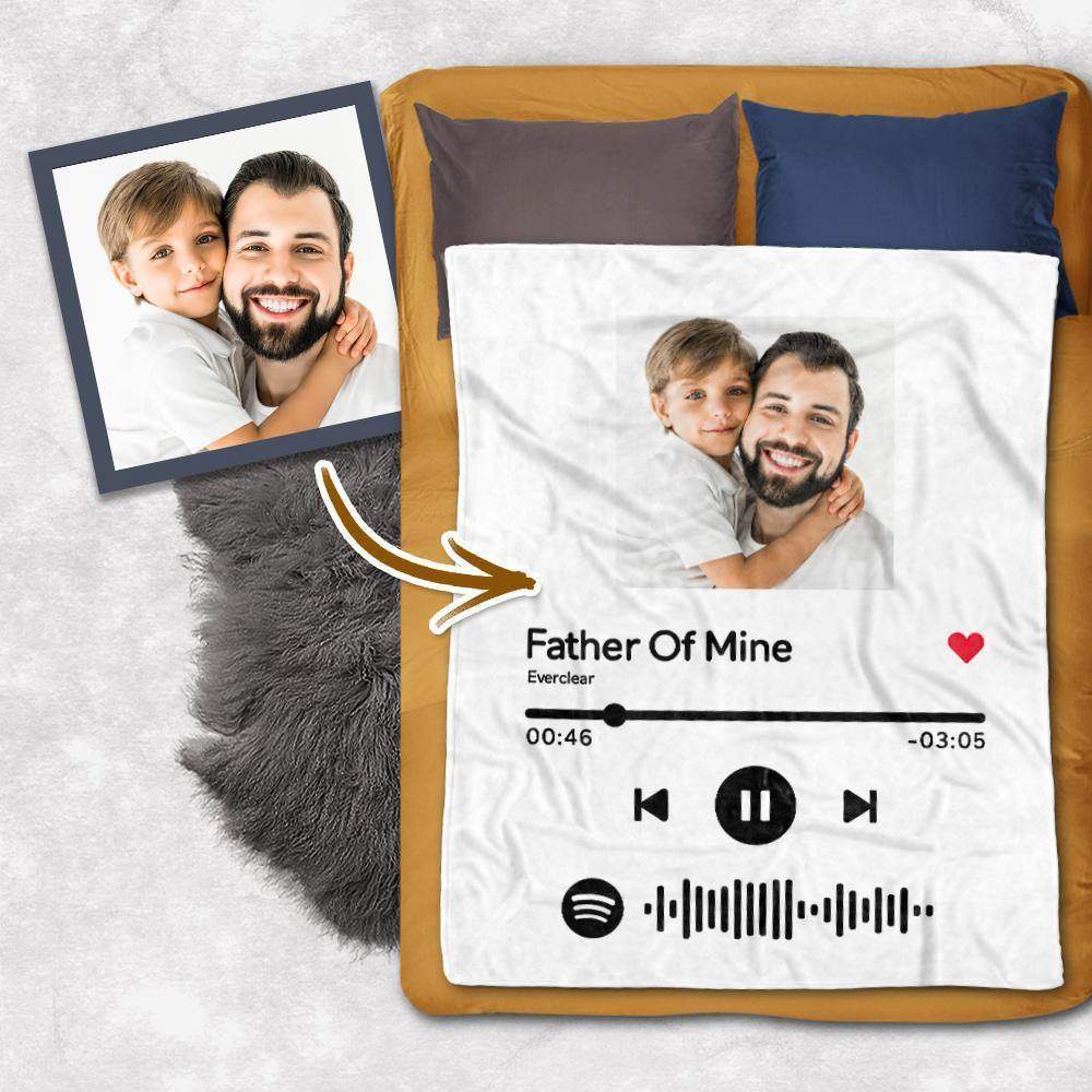 Benutzerdefinierte Spotify Code Decke Personalisierte Song Player Foto Decken für Papa - meinefotohandyhuelle