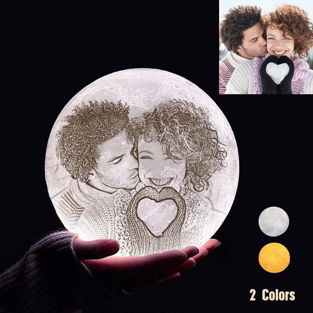 Personalisierte 3D Druck Foto&Gravierte Mondlampe - Für Valentinstag - 2 Farben Berühren(10cm-20cm) - meinefotohandyhuelle