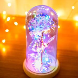 Galaxie Rose In Glaskuppel mit LED-Leuchten Stimmungsbeleuchtung