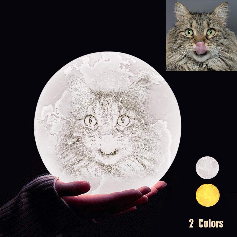 Personalisierte 3D Druck Foto&Gravierte Erde Lampe - Für Haustier Liebhaber - 2 Farben Berühren(10cm-20cm) - meinefotohandyhuelle