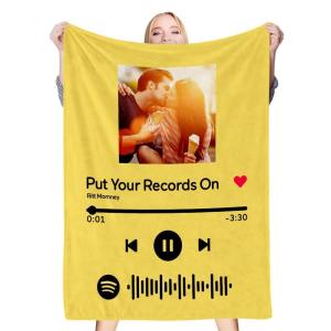 Benutzerdefinierte Spotify Code Musik Decke Personalisierte Foto Fleece Decken Gelb