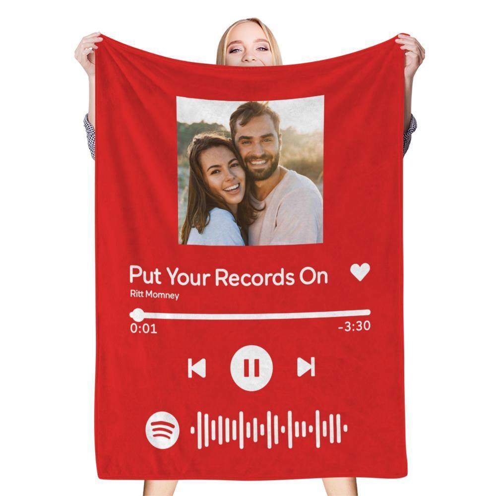 Benutzerdefinierte Spotify Code Musik Decke Personalisierte Foto Fleece Decken Schwarz - meinefotohandyhuelle