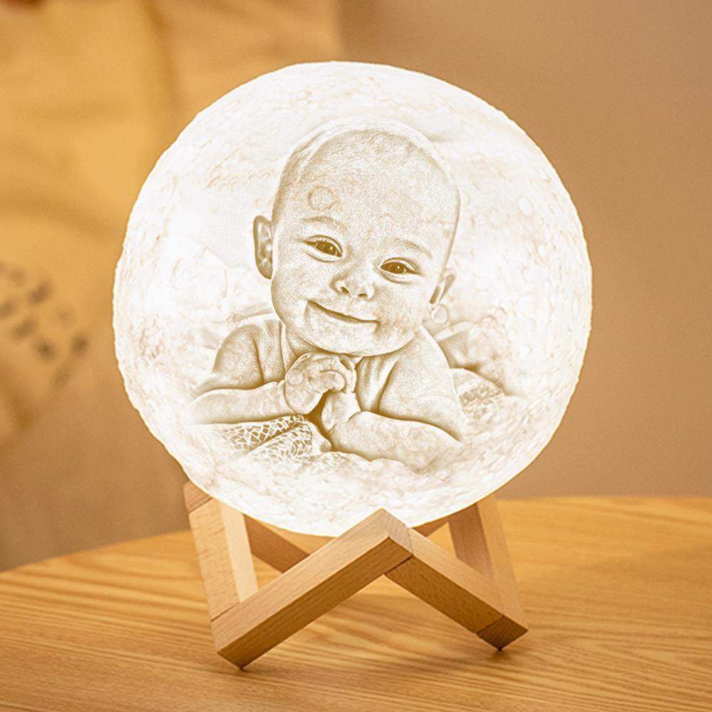 Personalisierte 3D Druck Foto&Gravierte Mondlampe - Für Babay - Tippen Auf 3 Farben(10cm-20cm) - meinefotohandyhuelle