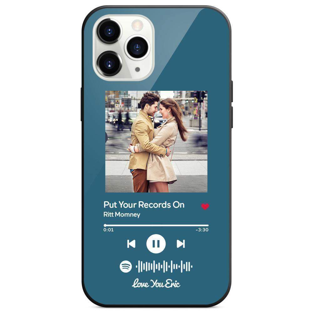Benutzerdefinierte Spotify Code Musik iPhone Hülle Mit Text - Blau - meinefotohandyhuelle