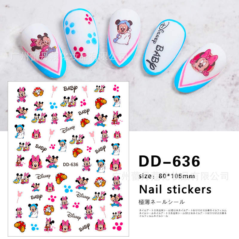 Mickey Mouse Cute Nail Wraps / Polka Dot Nail Polish Strips / Bow Nail  Stickers / Valentine Nail Wraps / Red Disney Nail Wraps Free Shipping 
