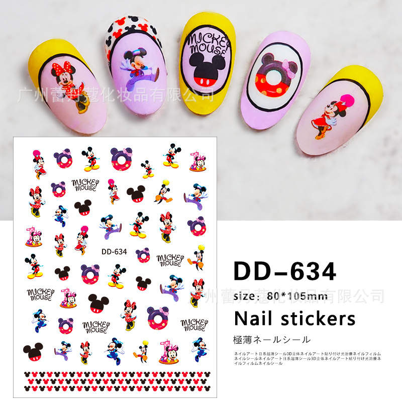 Disney Cute Stitch Mickey Mouse Nail Stickers Nail Art Supplies Disney  Princess Dumbo 5D Stickers Nail Art Decoration Nail Parts
