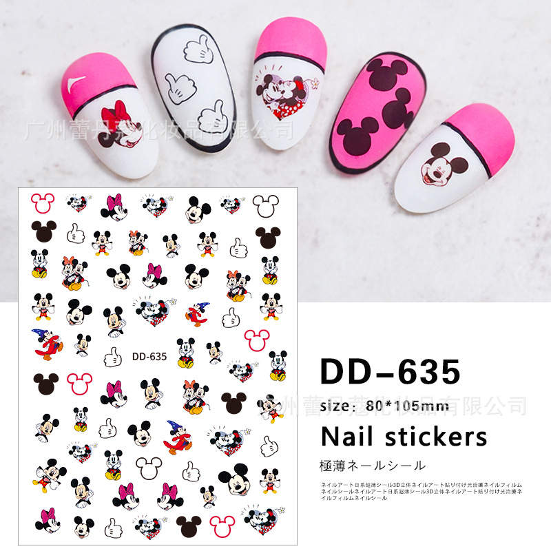 Disney Cute Stitch Mickey Mouse Nail Stickers Nail Art Supplies Disney  Princess Dumbo 5D Stickers Nail Art Decoration Nail Parts