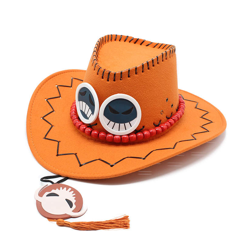 Anime Portgas D. Ace Cowboy Hat Cosplay Pirates Cap One Piece Fancy Dress  Up Costume Party Prop