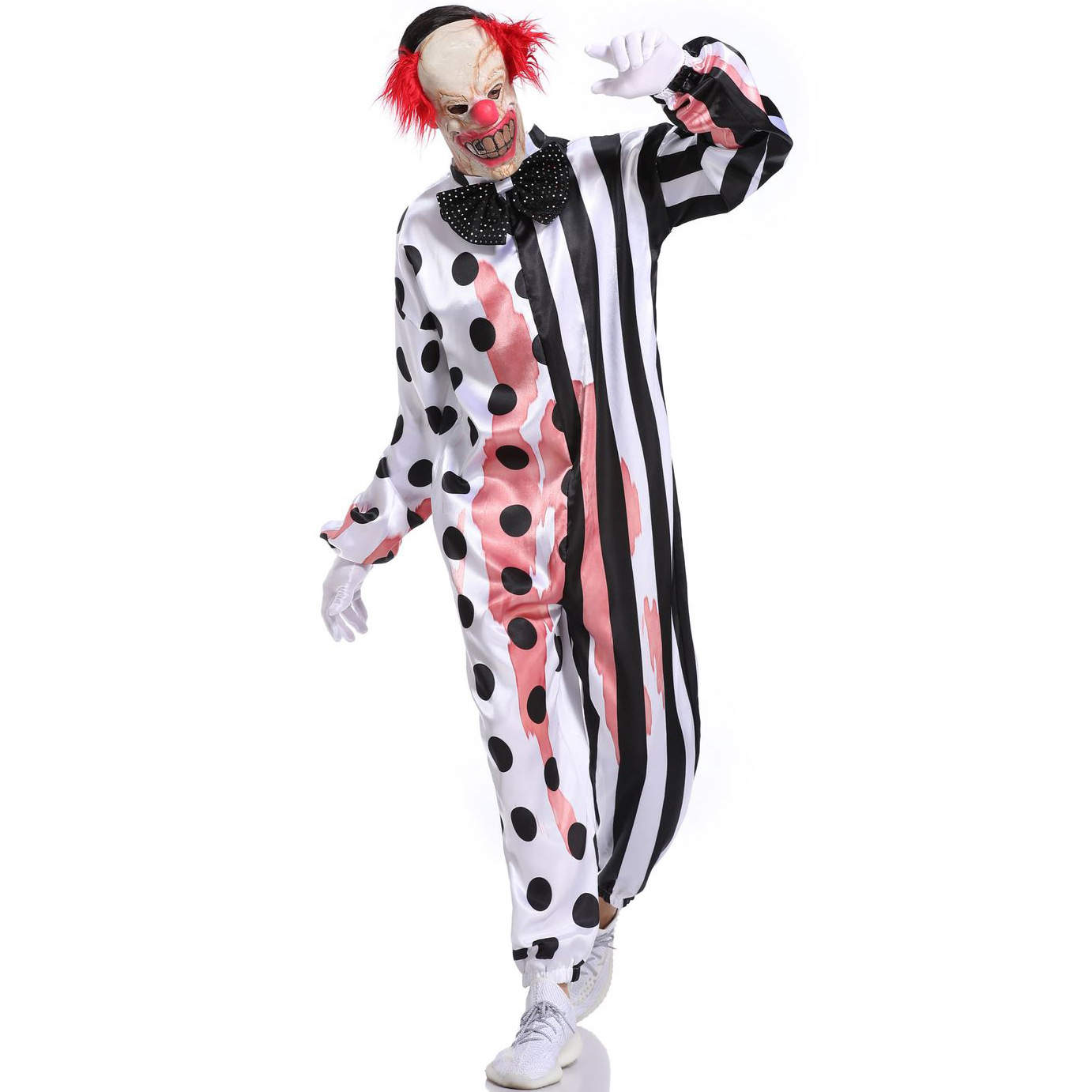 Black White Striped Clown Costume, Clown Outfit Black White