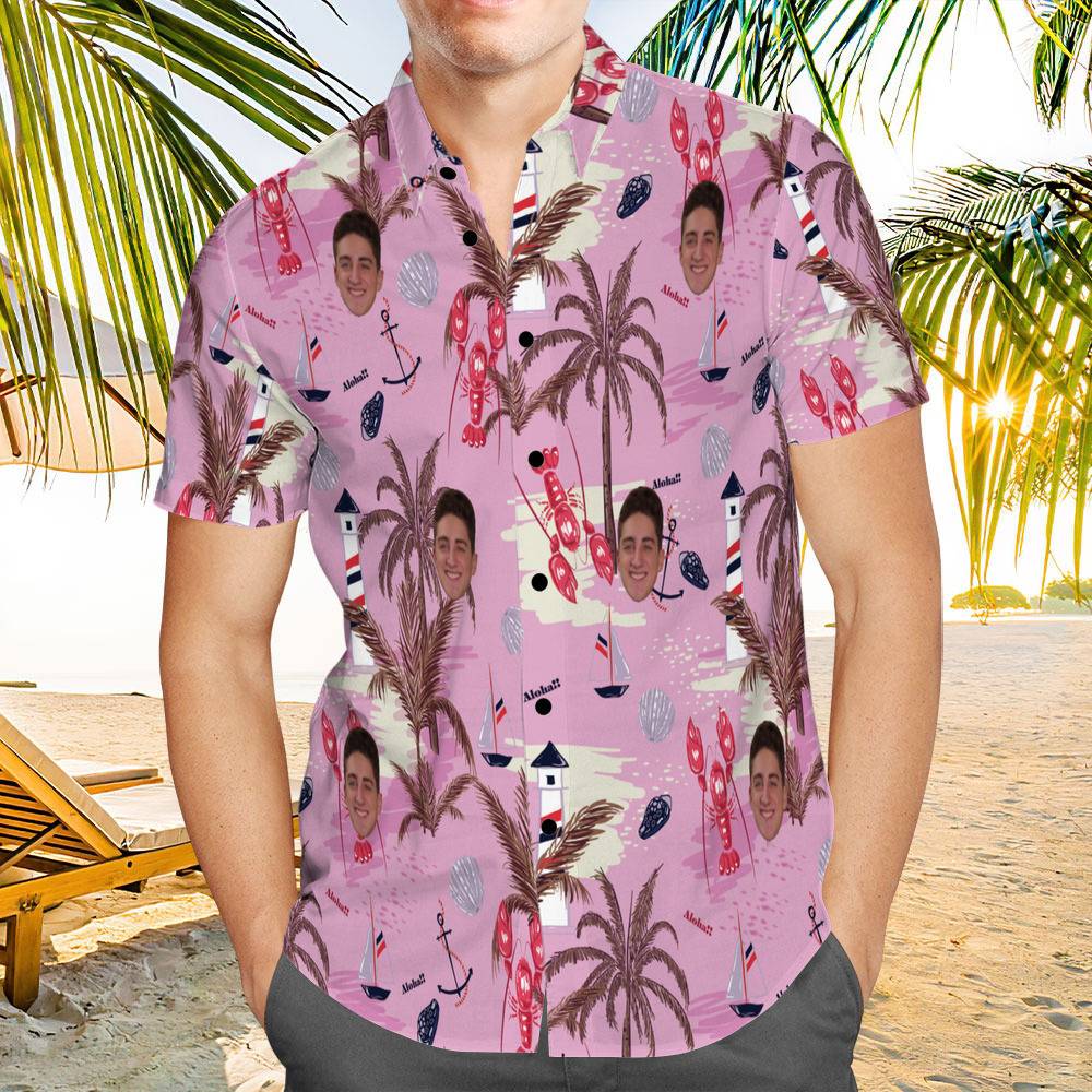 Pink Flamingo Mens Hawaiian Shirt 