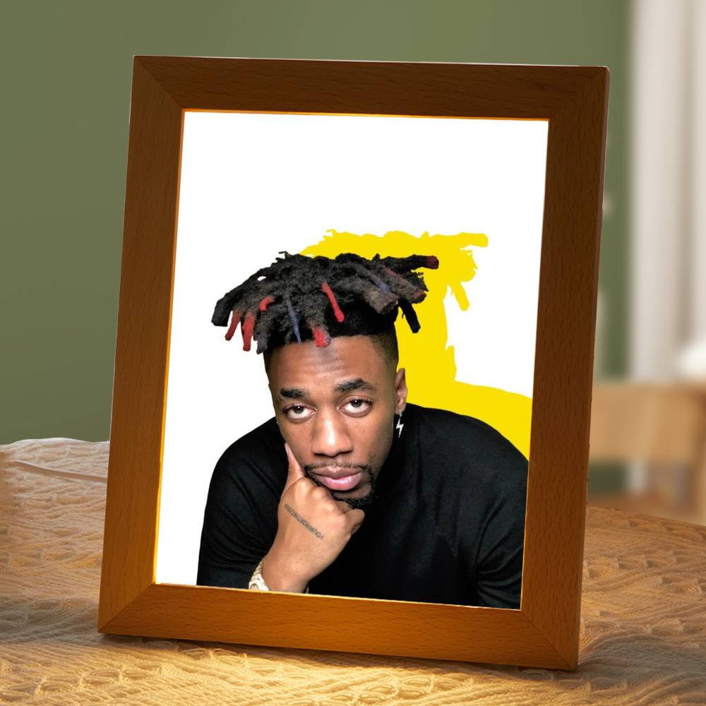 Tom Macdonald Lamp Classic Celebrity Night Light Blame the Rappers by Tom Macdonald Lamp with Wooden Frame