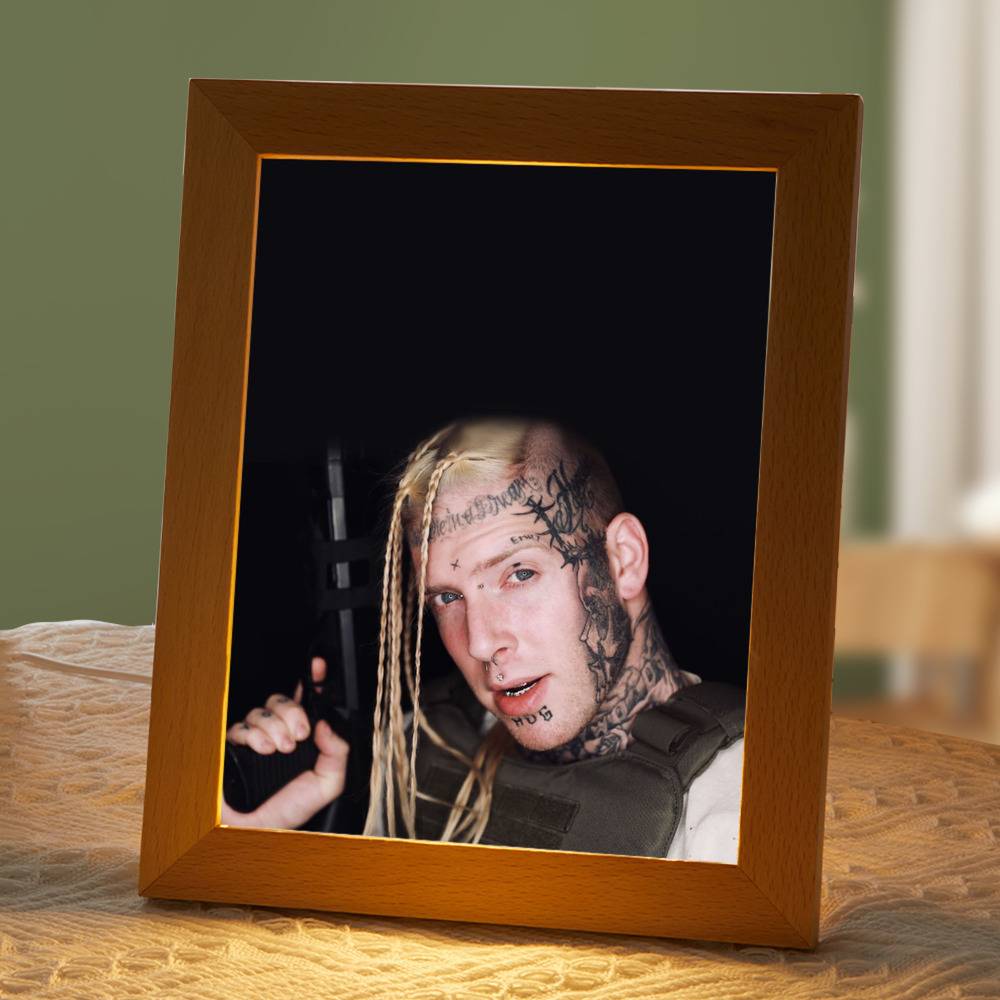 Tom Macdonald Lamp Classic Celebrity Night Light New World Order by Tom Macdonald Lamp with Wooden Frame