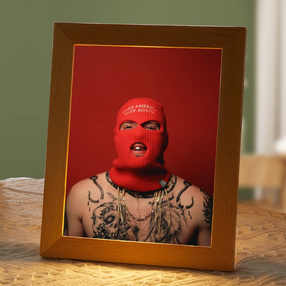 Tom Macdonald Lamp Classic Celebrity Night Light Everybody Hates Me by Tom Macdonald Lamp with Wooden Frame