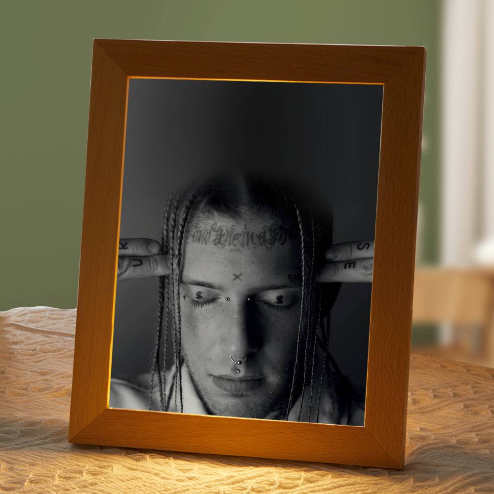 Tom Macdonald Lamp Classic Celebrity Night Light Whiteboyz by Tom Macdonald Lamp with Wooden Frame