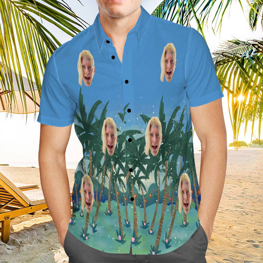 Tom Macdonald Hawaiian Shirt Custom Photo Hawaiian Shirt Blue Coconut Grove Hawaiian Shirt