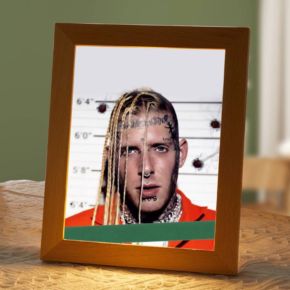 Tom Macdonald Lamp Classic Celebrity Night Light Straight White Male by Tom Macdonald Lamp with Wooden Frame