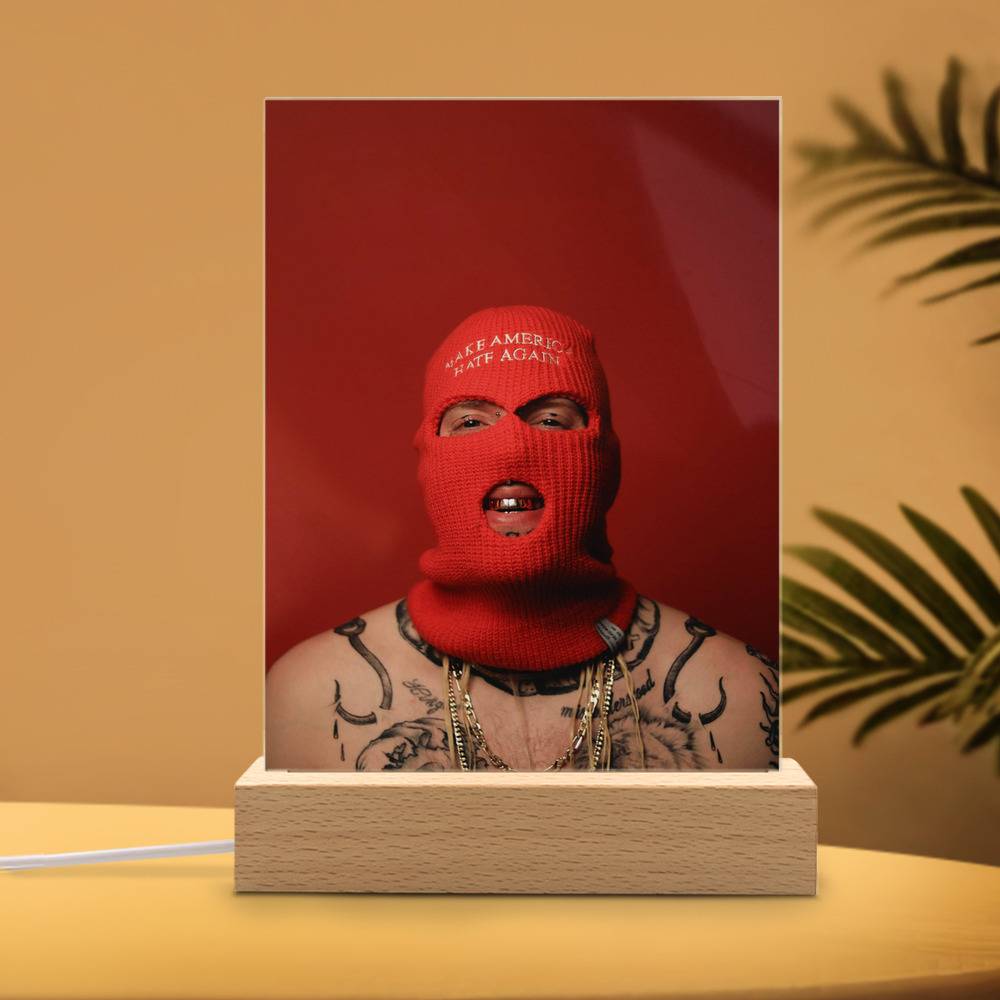 Tom Macdonald Lamp Classic Celebrity Night Light  Everybody Hates Me by  Tom Macdonald Lamp with Wooden Base