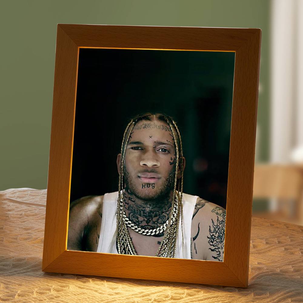 Tom Macdonald Lamp Classic Celebrity Night Light If I Was Black by Tom Macdonald Lamp with Wooden Frame