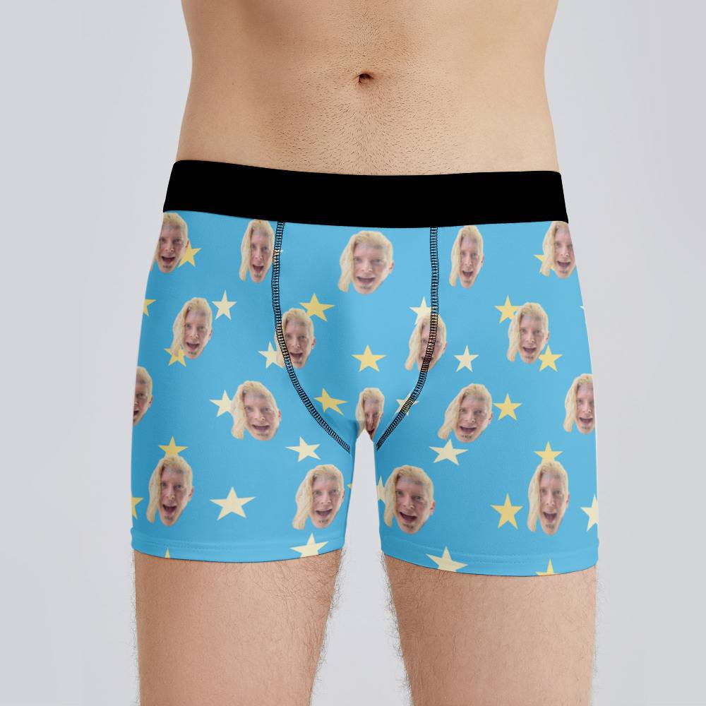 Tom Macdonald Boxers Custom Photo Boxers Men's Underwear Little Star Boxers Blue