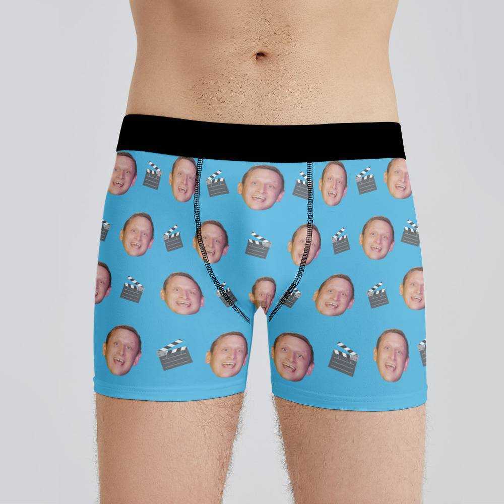 I Think You Should Leave Boxers Custom Photo Boxers Men's Underwear Classic Slate Boxers Blue