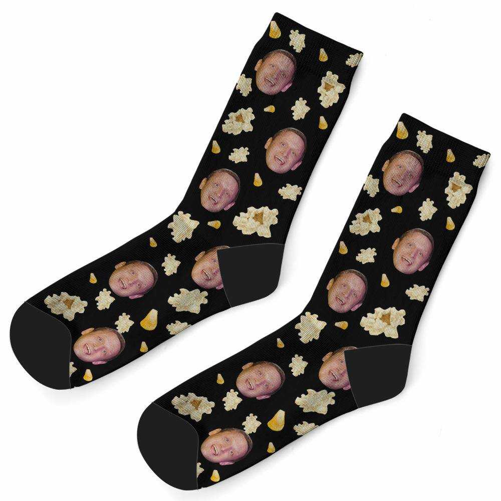 I Think You Should Leave Socks Custom Photo Socks Popcorn Socks Black