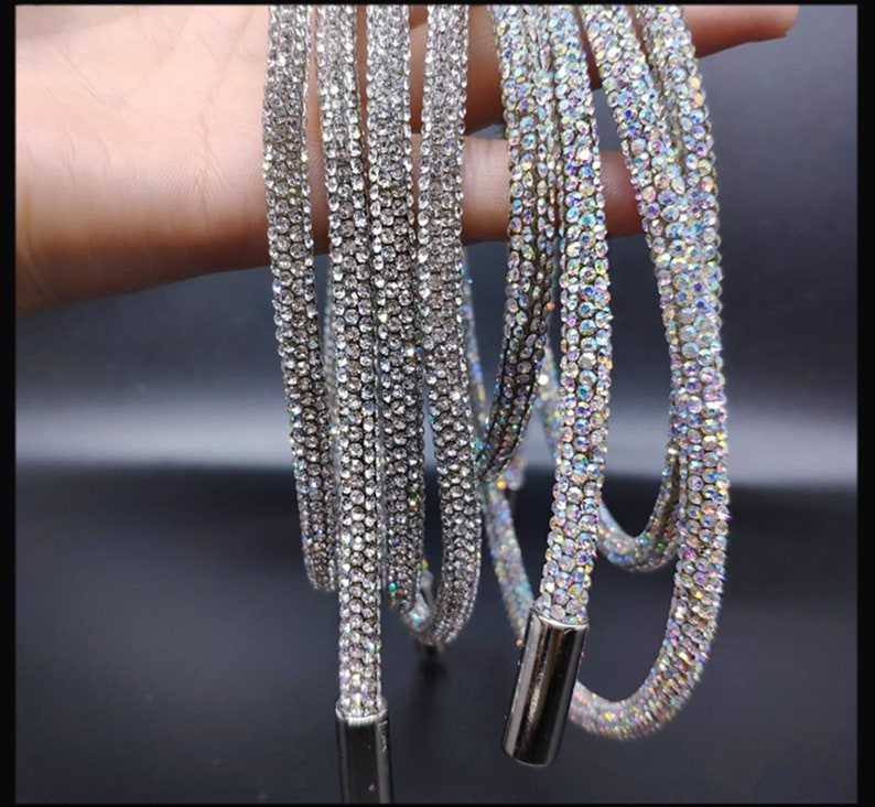 Crystal Shoe Lace Rhinestone String / Hoodie Drawstring / Crystal Cord 3MM  42 Inches Long -  New Zealand