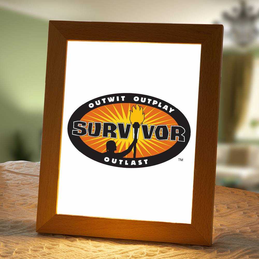 Survivor Lamp Classic Night Light Logo Picture by Survivor Lamp with Wooden Frame