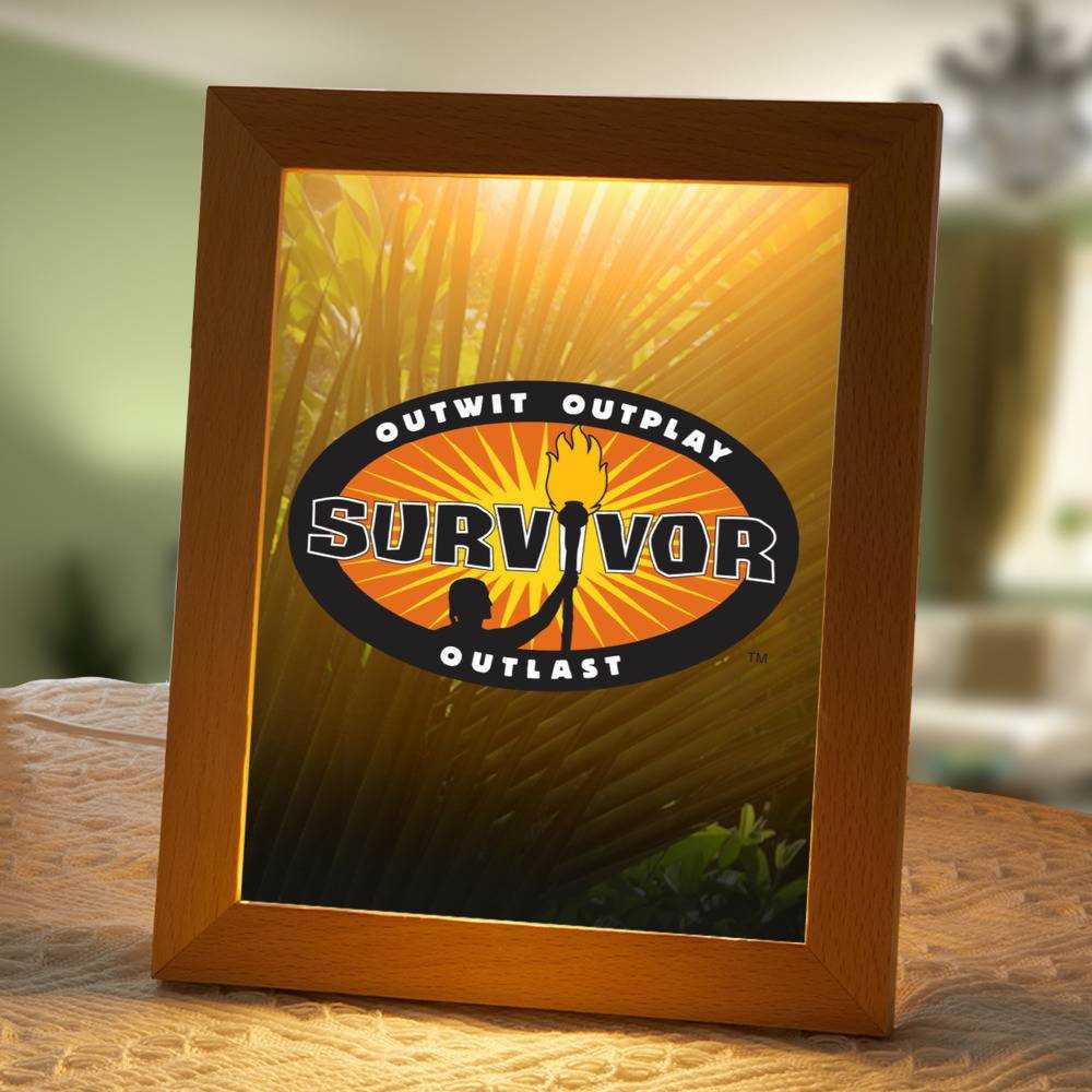 Survivor Lamp Classic Night Light Survivor Entering Season 34 by Survivor Lamp with Wooden Frame