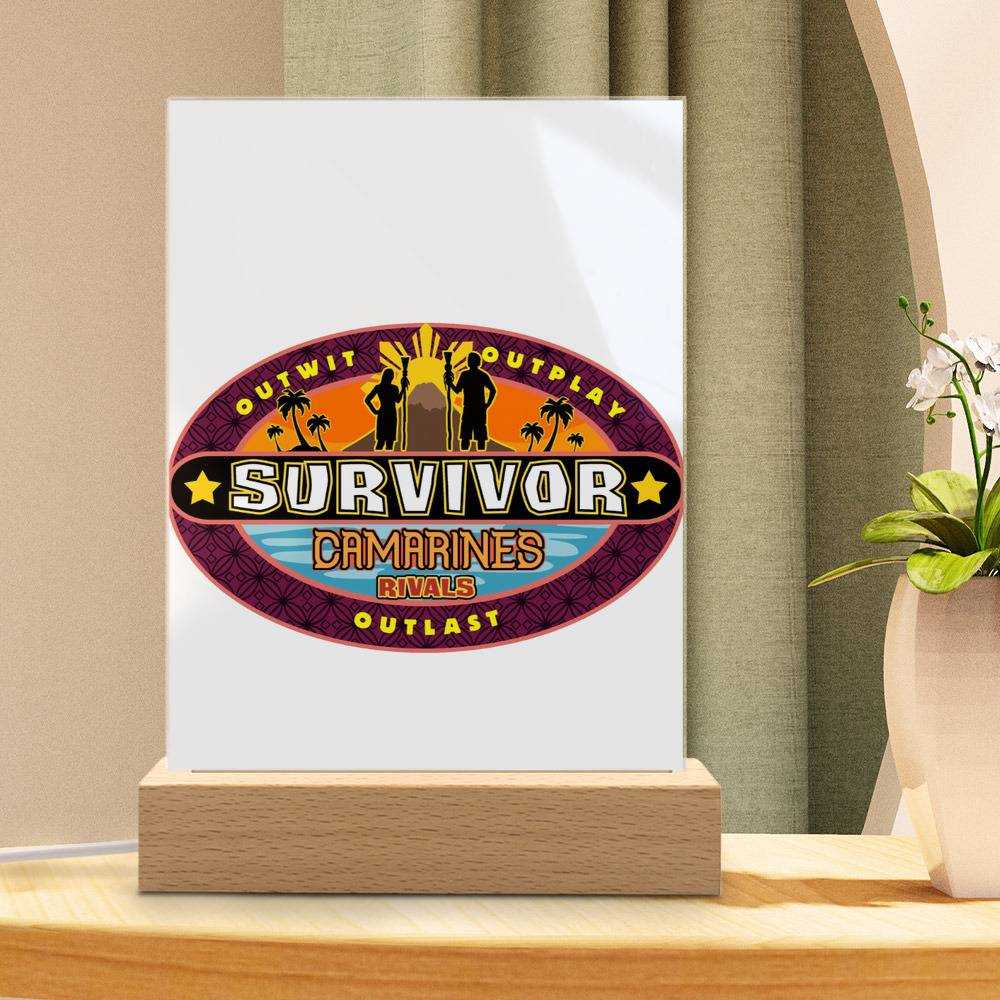 Survivor Lamp Camarines Rivals Logo by Survivor Lamp with Wooden Base