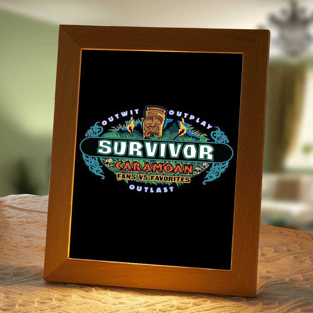 Survivor Lamp Classic Night Light Caramoan Logo by Survivor Lamp with Wooden Frame