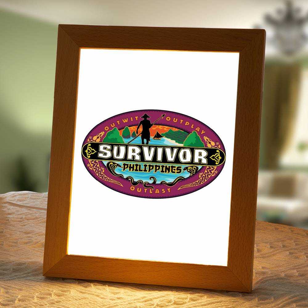Survivor Lamp Classic Night Light Survivor Philippines Logo by Survivor Lamp with Wooden Frame