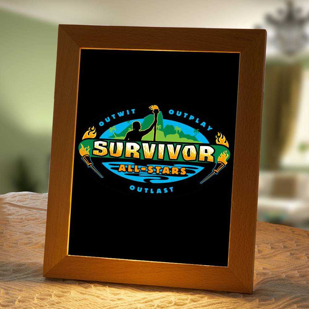 Survivor Lamp Classic Night Light All Star Logo by Survivor Lamp with Wooden Frame