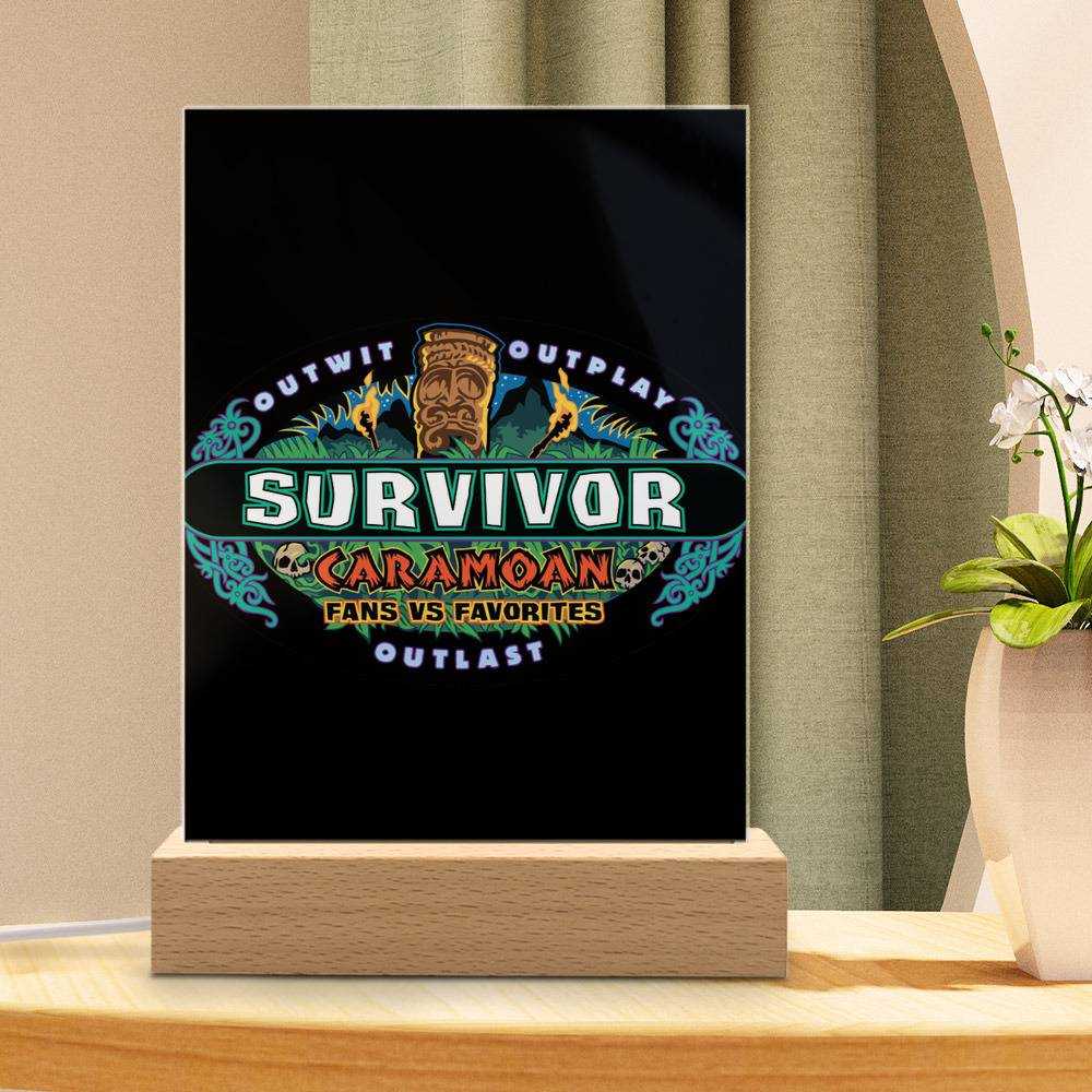 Survivor Lamp Caramoan Logo by Survivor Lamp with Wooden Base