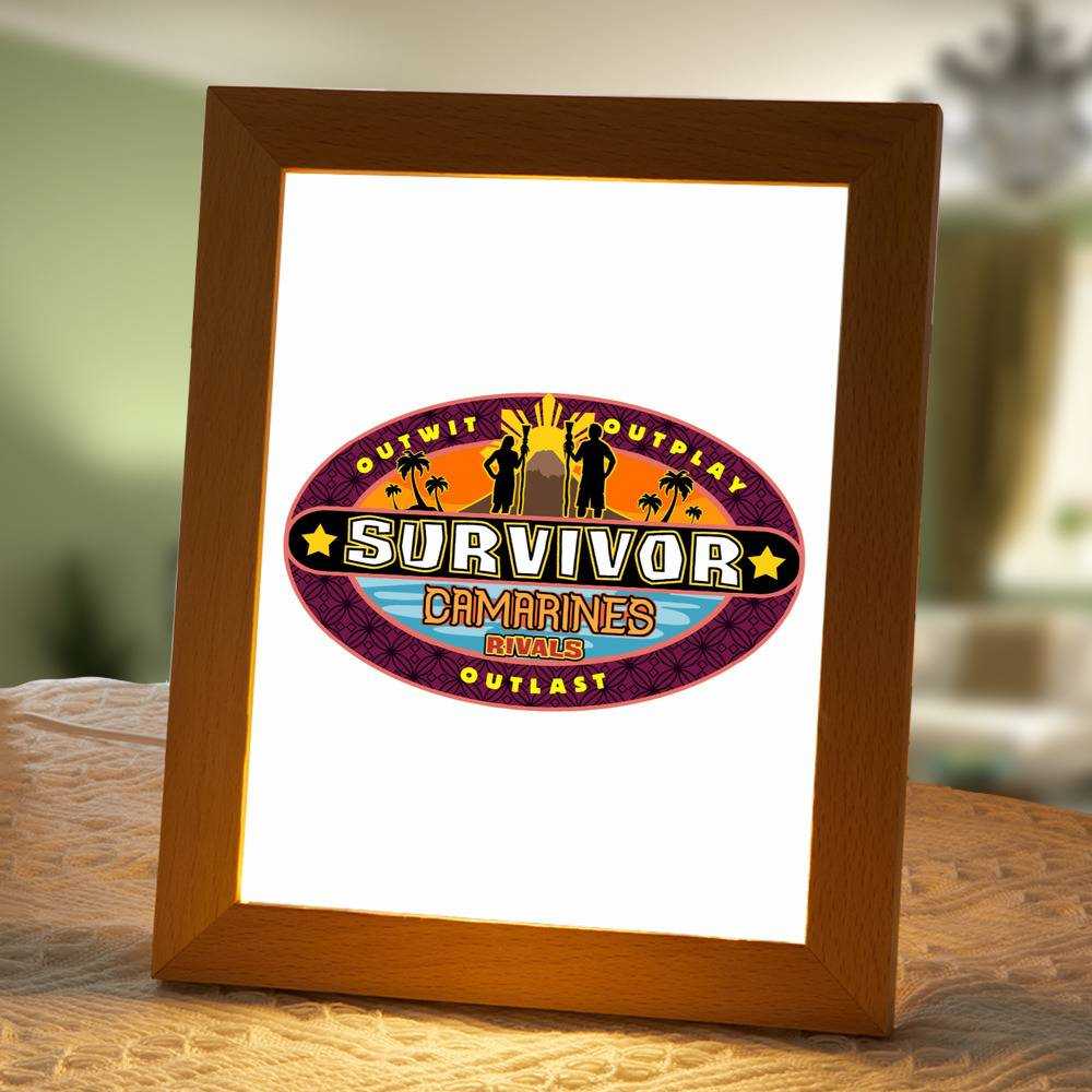 Survivor Lamp Classic Night Light Camarines Rivals Logo by Survivor Lamp with Wooden Frame