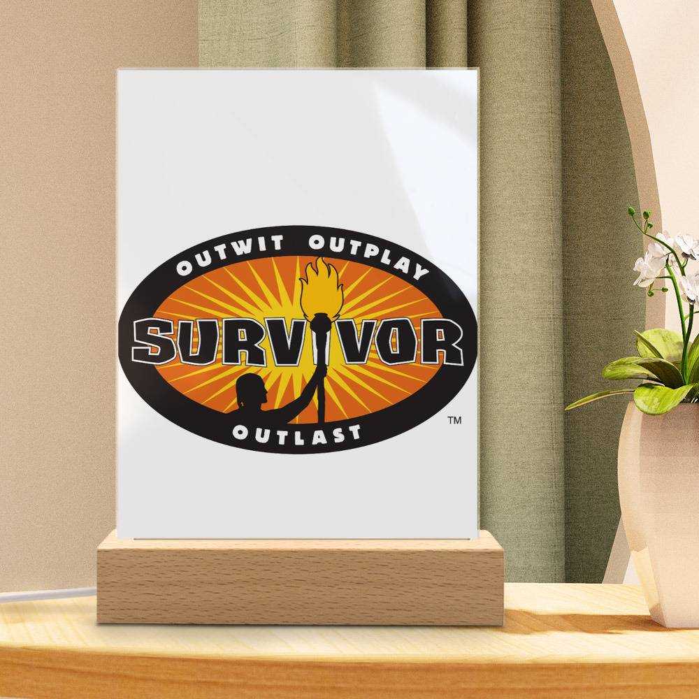 Survivor Lamp Logo Picture by Survivor Lamp with Wooden Base