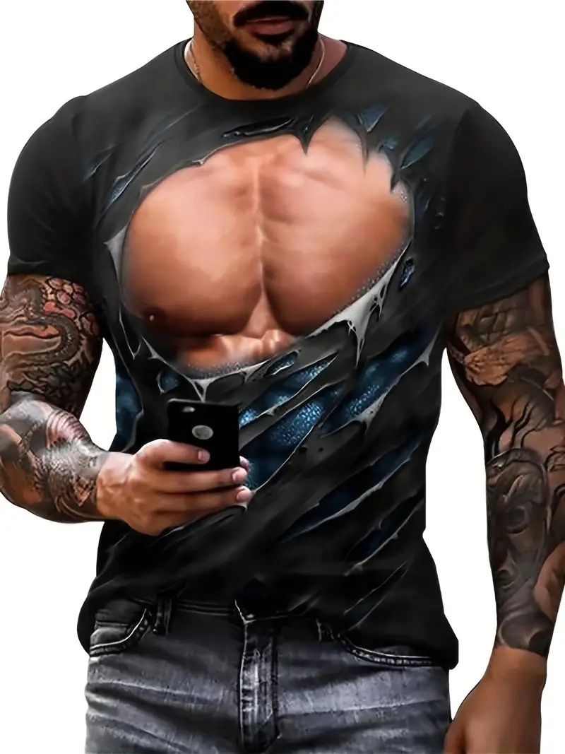 3D Chest Muscle Print Compression T Shirt Autumn Fashion For Men And Women  Fun And Funny Long Sleeved Fitness Top From Vanilla01, $26.07