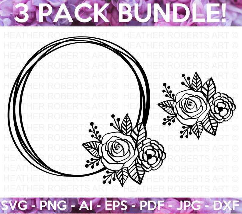 Floral Frame Svg Bundle, Rose Wreath Svg#3