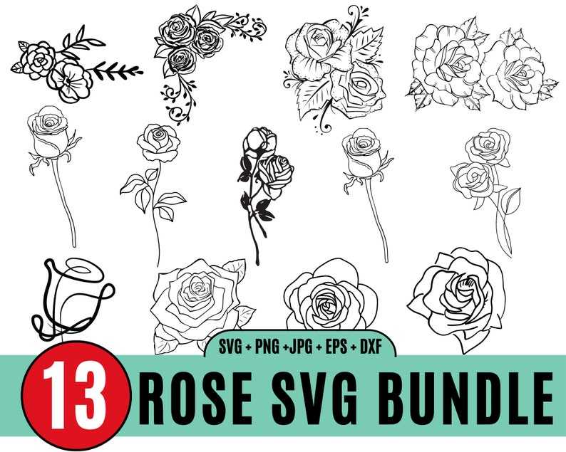 Rose Bundle SVG, Rose Clipart, Rose Vector