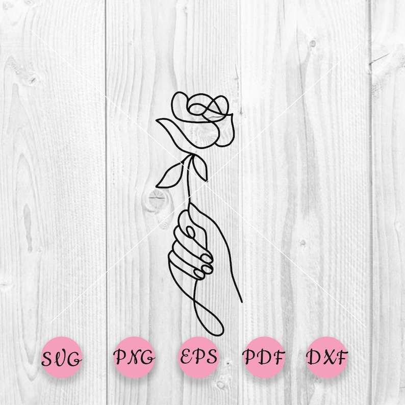 Art Line Hand Svg, Hand With Rose Svg#1