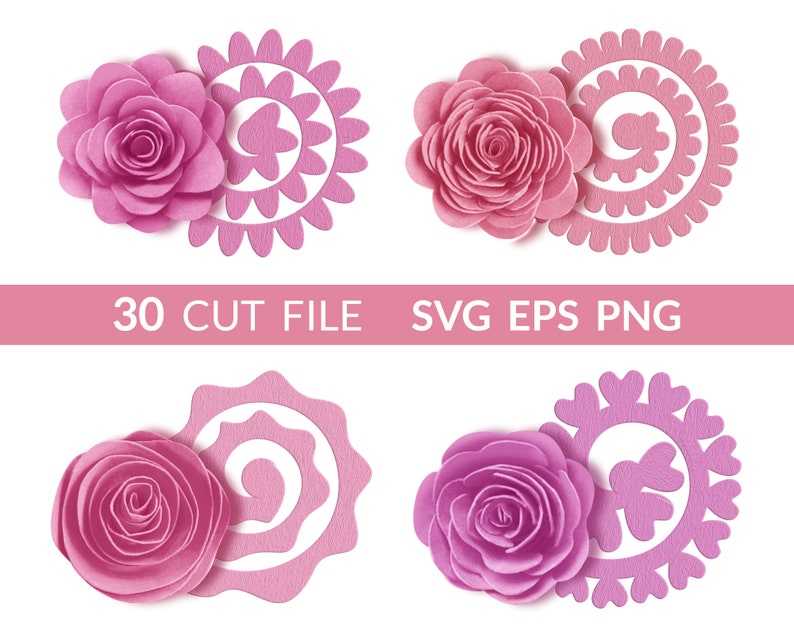 Rolled Flower Svg, Rolled Rose Svg, Rolled Paper Flowers Svg